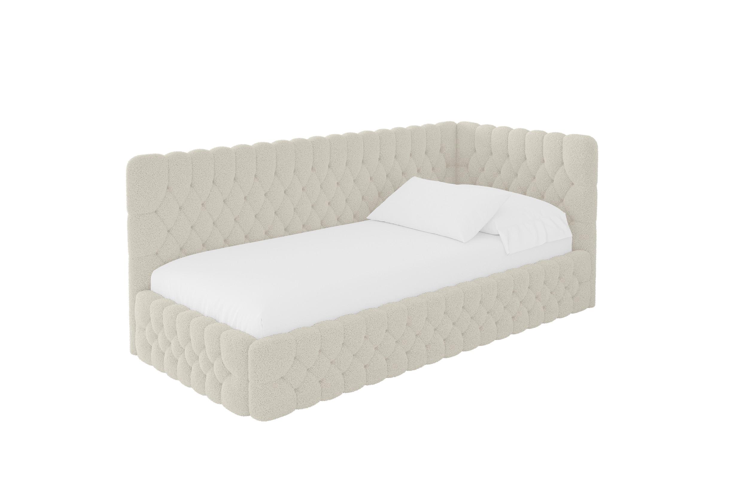 EINZELLBETT Jugendbett mit Bettkasten und Matratze H3/H4, Links - MULY 100x200 Beige - Champagner, Holzwerkstoff/Textil (100/200cm) - ALTDECOR