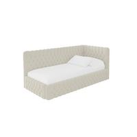 EINZELLBETT Jugendbett mit Bettkasten und Matratze H3/H4, Links - MULY 100x200 Beige - Champagner, Holzwerkstoff/Textil (100/200cm) - ALTDECOR