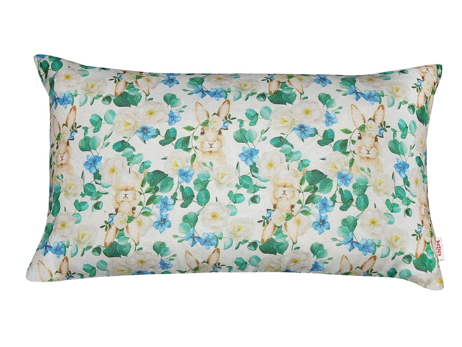 KISSENHÜLLE Hase Josefine romantisches Landhaus Design Kaninchen Alloverdruck 30/50 cm - Multicolor/Weiß, Textil (30/50cm) - beties Heimtextil