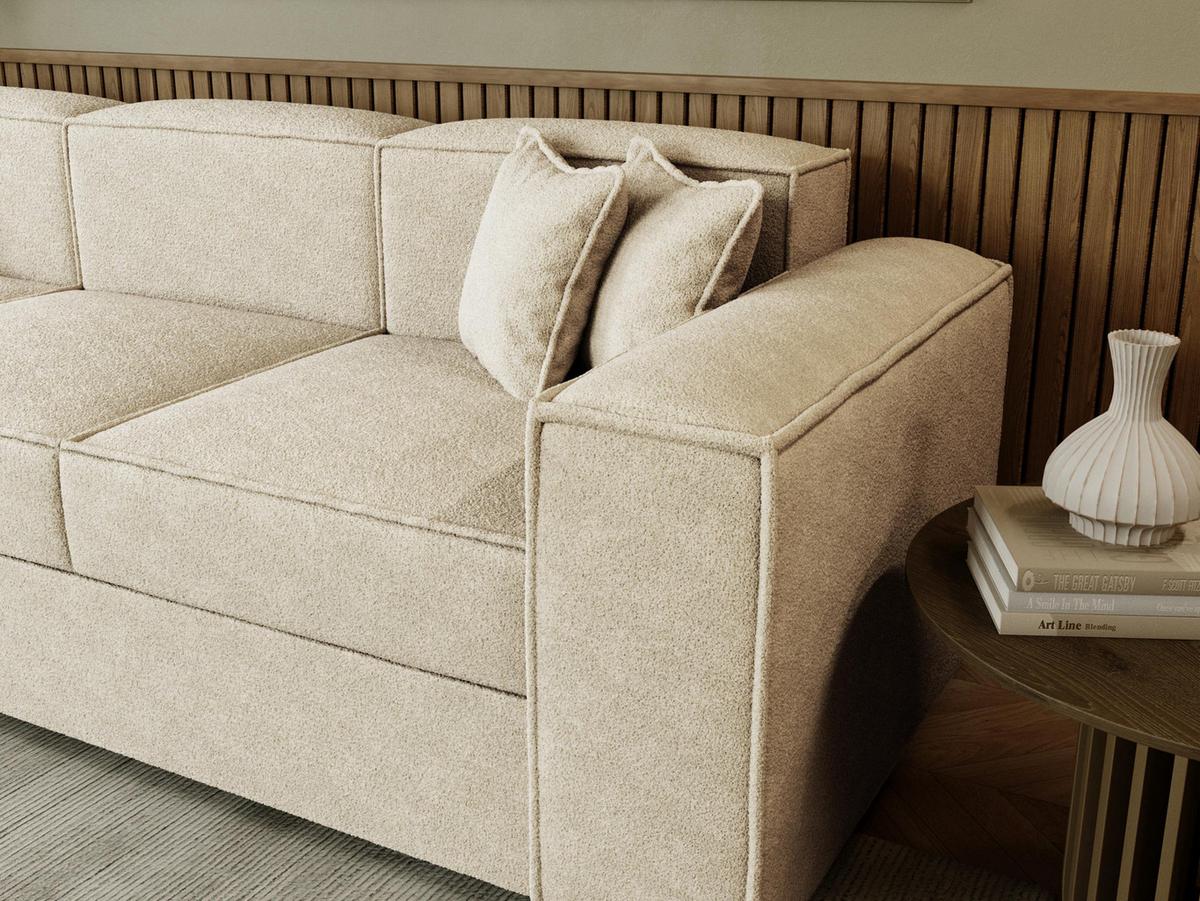 SCHLAFSOFA Santos Boucle - Beige/Schwarz, Holzwerkstoff/Kunststoff (252/79/88cm) - MIRJAN24