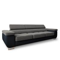 SCHLAFSOFA MOSINE Hellgrau Geflochtener Stoff mit Schlaffunktion - Hellgrau/Schwarz, Holz (276/98/87cm) - MASSENO