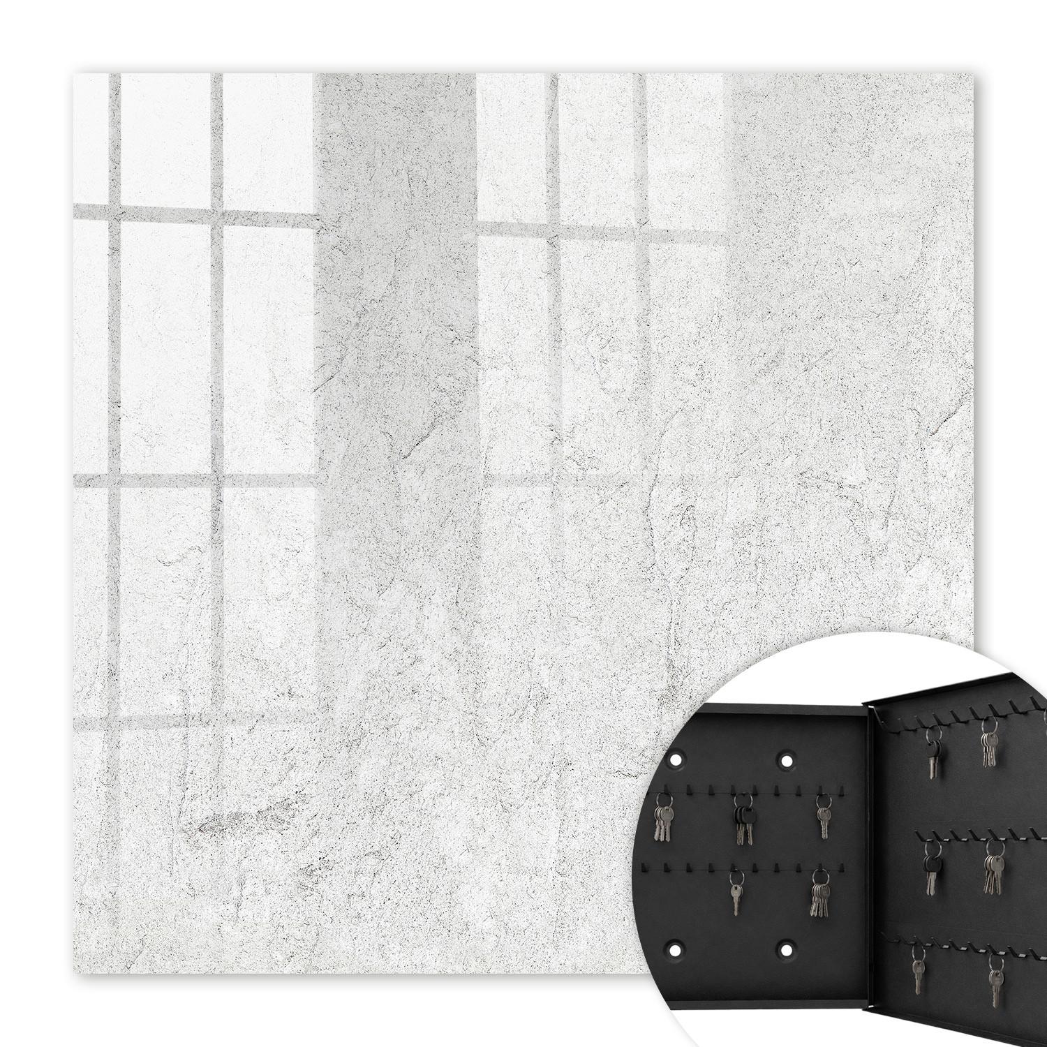 SCHLÜSSELBOX Schwarz 30x30 cm- Türöffnung nach rechts - Zarter Stein - Weiß, Metall (30/30/5cm) - TULUP