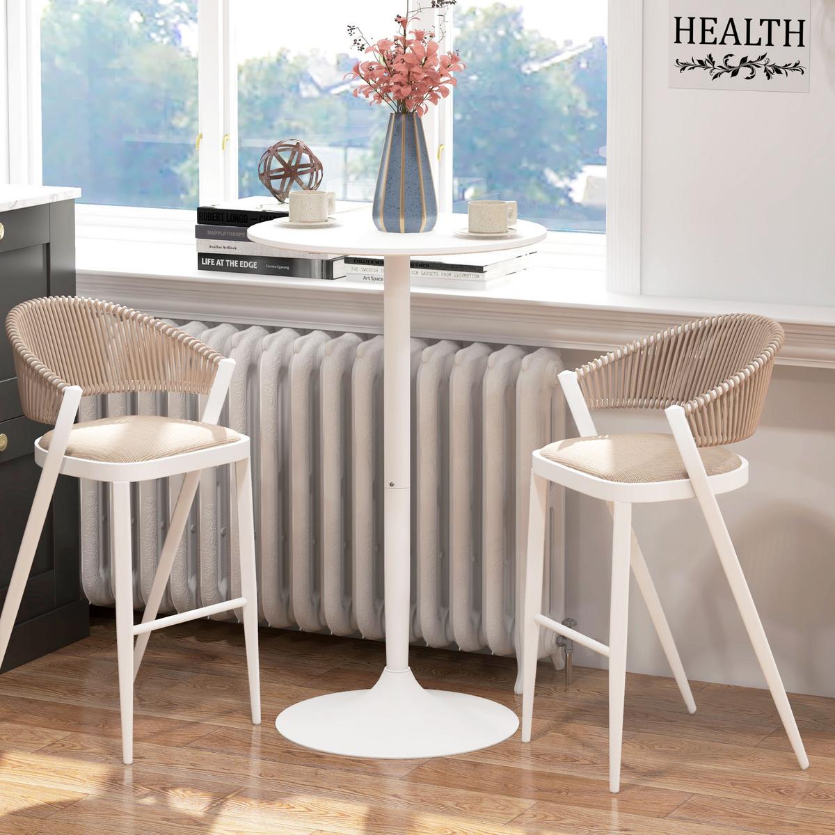 BARTISCH, MDF, Stahl, Weiß - Weiß, Kunststoff (60/60/102cm) - HOMCOM