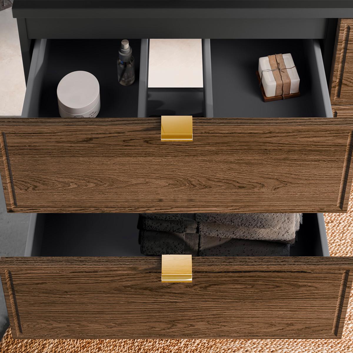 WASCHTISCHUNTERSCHRANK 80.2cm Elena Holz und Schwarz - Schwarz, Holzwerkstoff (80.2/52/46cm) - Petits-meubles