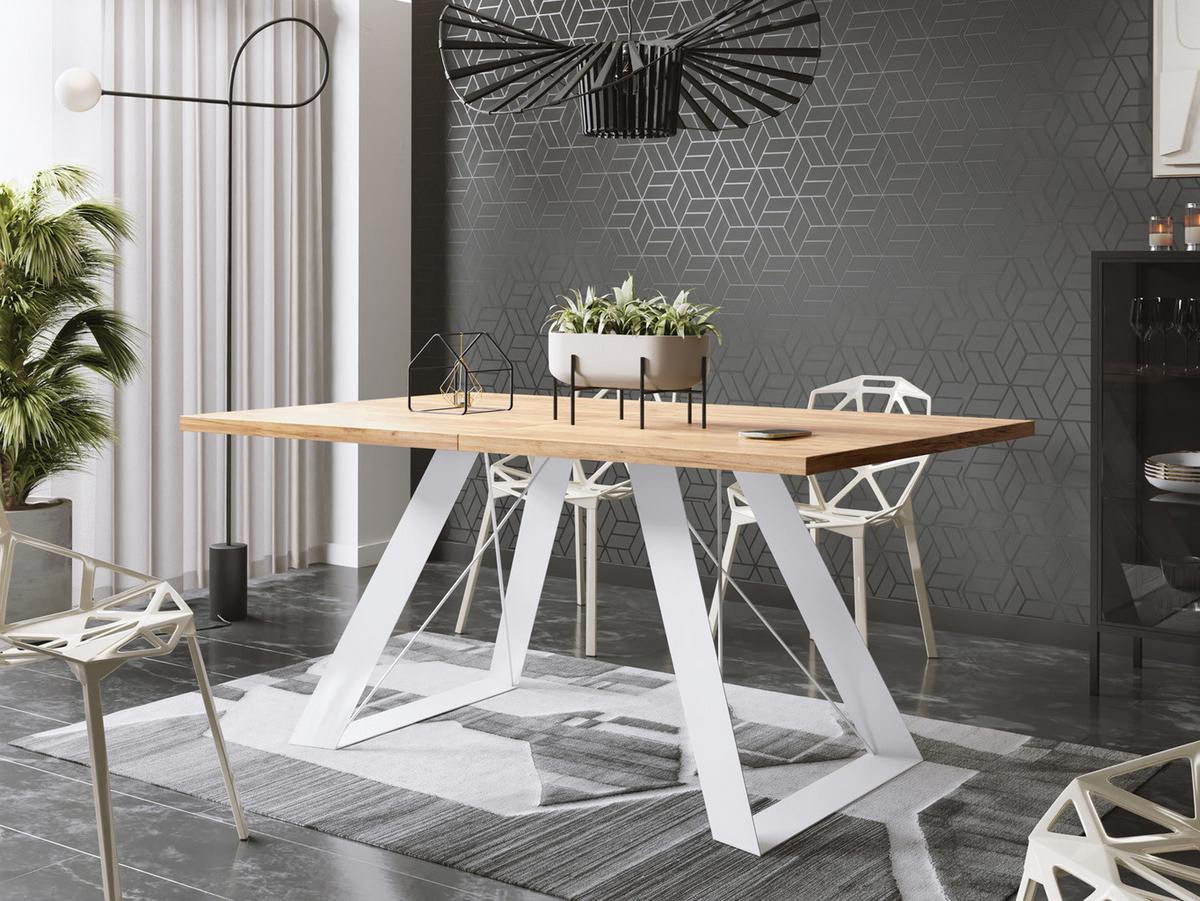ESSTISCH Colter Weiß rechteckig ausziehbar, Craft Eiche 140-240/80/76 cm - Eiche Wotan/Weiß, Holzwerkstoff/Metall (80/240/76cm) - WFL GROUP