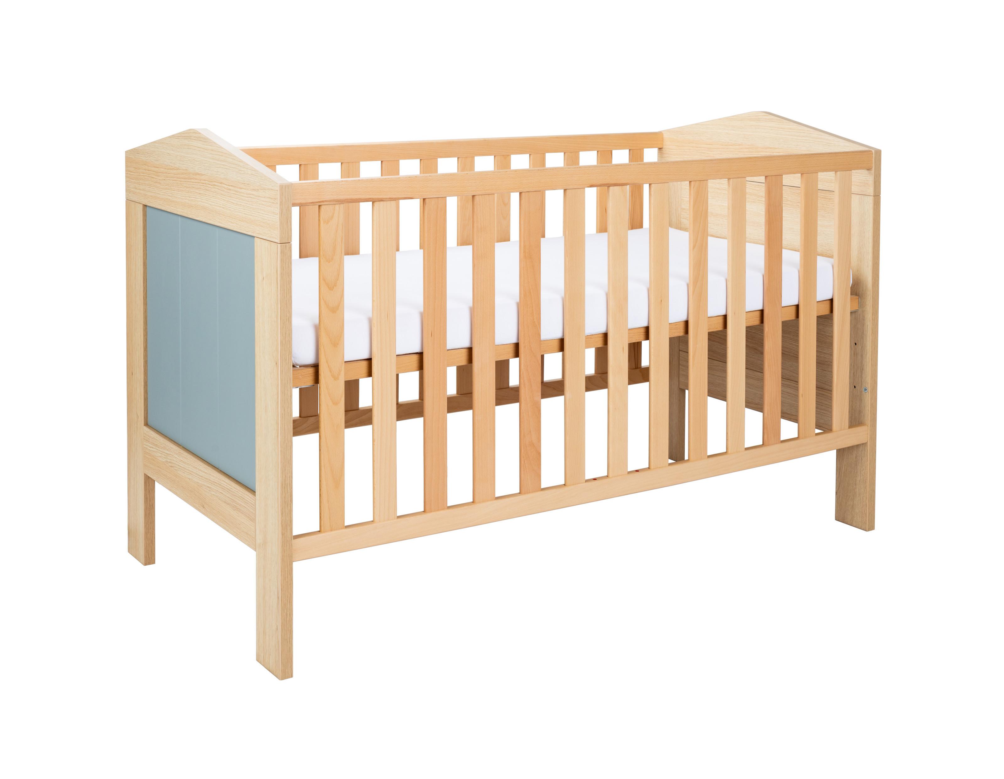 BABYBETT Roofy - Salbeigrün/Eichefarben, Holz/Holzwerkstoff - arthur berndt