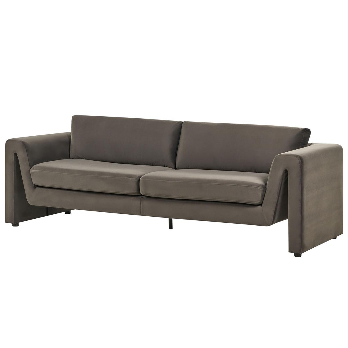 3-SITZER-SOFA Samtstoff graphitgrau Maunu - Schwarz/Grau, Textil (237/76/83cm) - Beliani