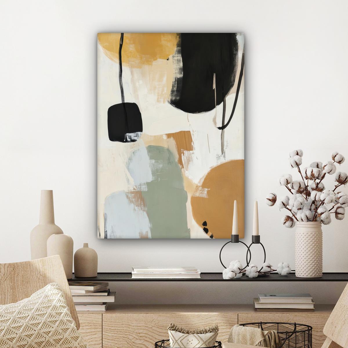 LEINWANDBILD Farbe - Abstrakt - Farben Wandbild Wohnzimmer 60x80 cm - Currygelb, Textil (60/80cm) - MuchoWow