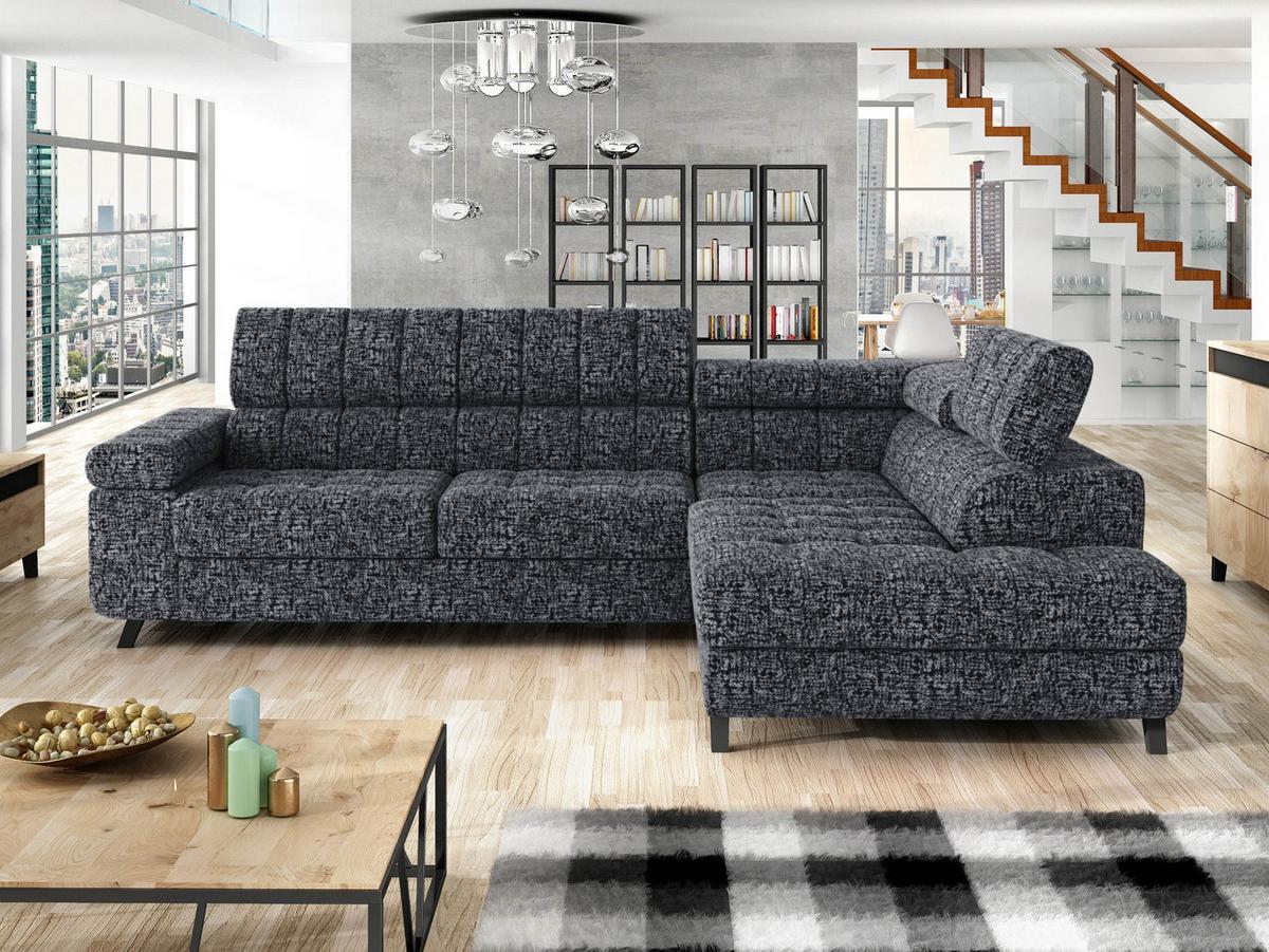 ECKSOFA Nord, Seite: Rechts - Dunkelgrau/Schwarz, Holz/Textil (264/203cm) - MIRJAN24