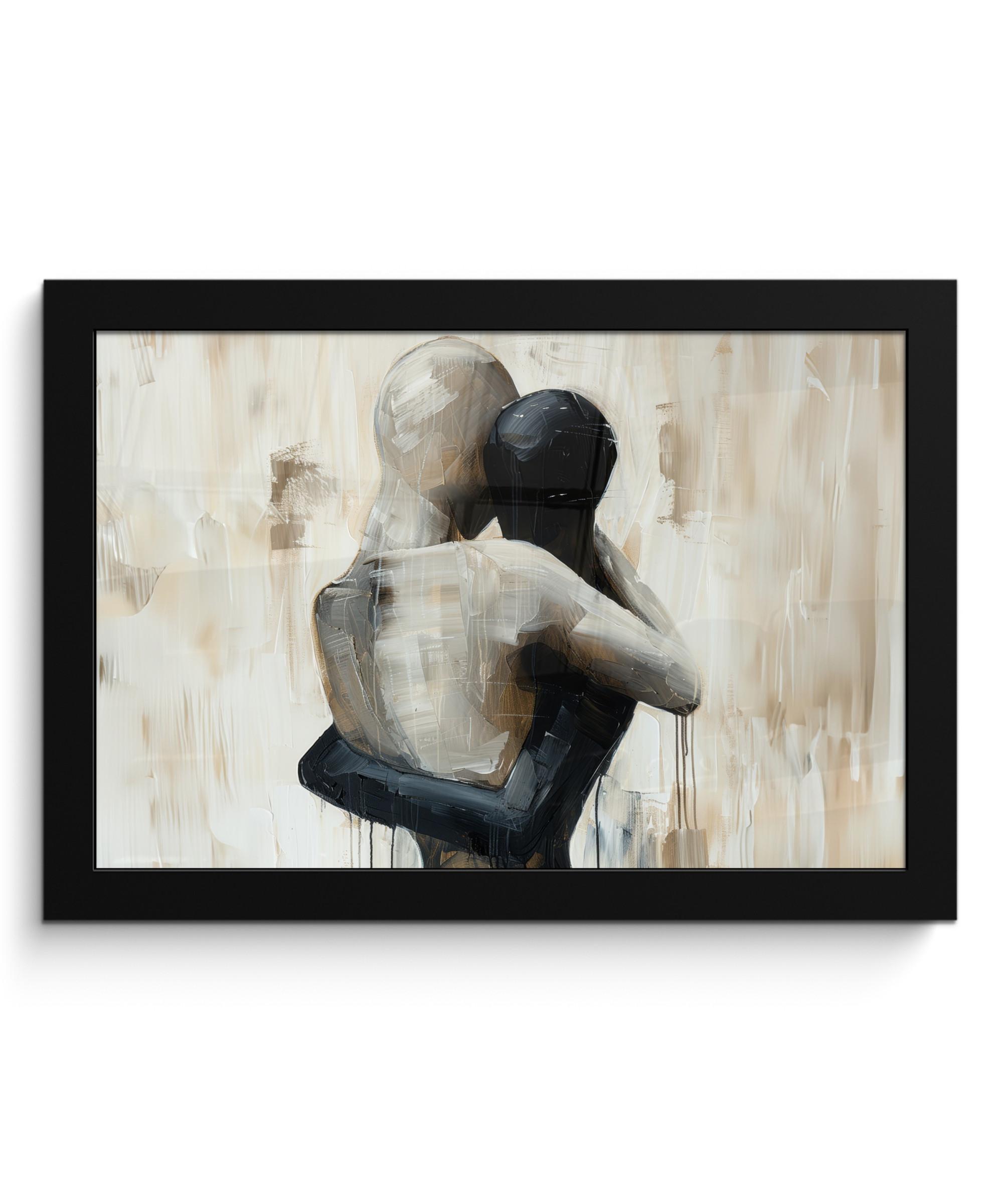 POSTER MIT RAHMEN Abstrakt - Liebe - Schwarz und weiß - Modern 30x20 cm - Schwarz, Papier (30/20cm) - MuchoWow