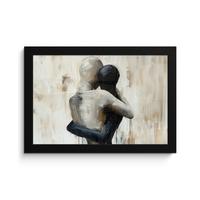 POSTER MIT RAHMENGERAHMTES BILD Abstrakt - Liebe - Schwarz und weiß - Modern 30x20 cm - Schwarz, Papier (30/20cm) - MuchoWow