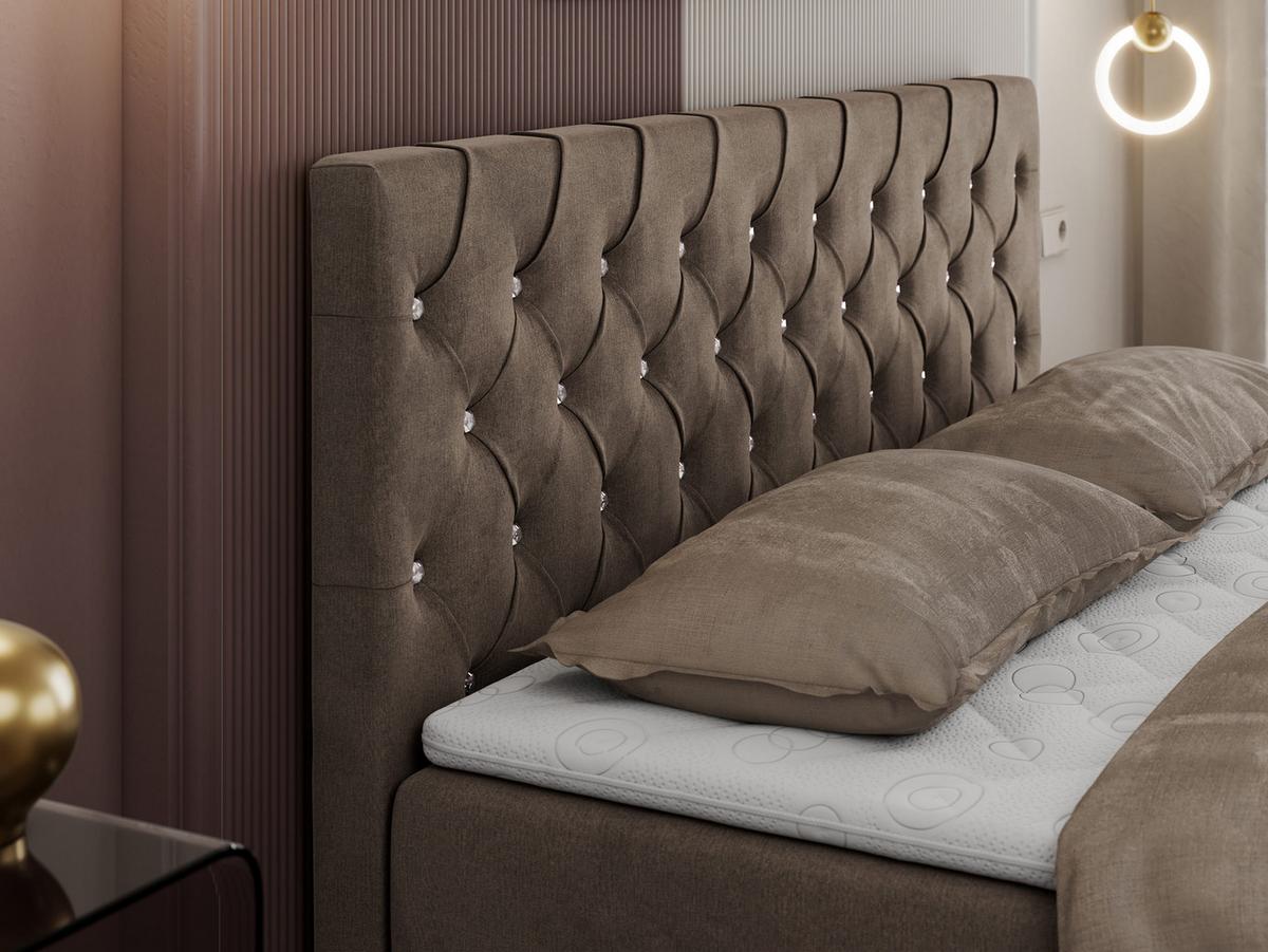 BOXBETT ROMA 200/200 - Braun Velvet - H3 - Braun, Holz/Textil (200/200cm)