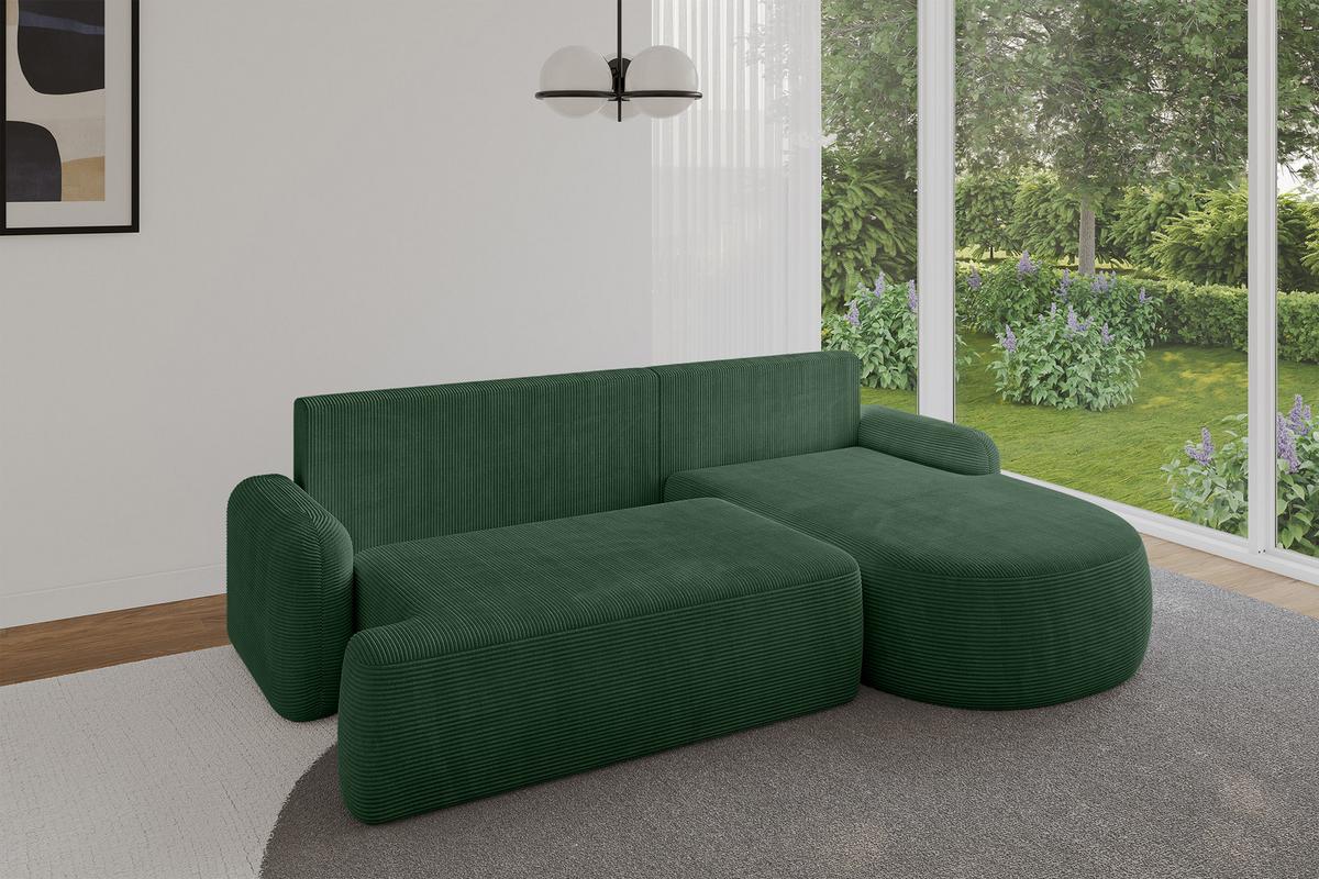 ECKSOFA mit Schlaffunktion und Bettkasten LIRA-L - 264x172x89 Grün - Grün, Holzwerkstoff/Textil (172/264cm) - ALTDECOR