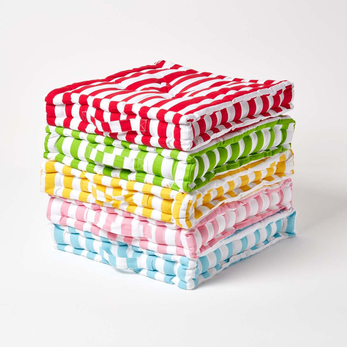 SITZKISSEN gelb-weiß gestreift 40/40/8 cm - Gelb, Textil (40/40/8cm) - Homescapes
