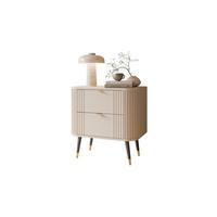 NACHTTISCH YVETTE 60/40/61 cm Kaschmir 2 Schubladen - Kaschmir/Goldfarben, Holzwerkstoff/Metall (60/61/40cm) - Lookway