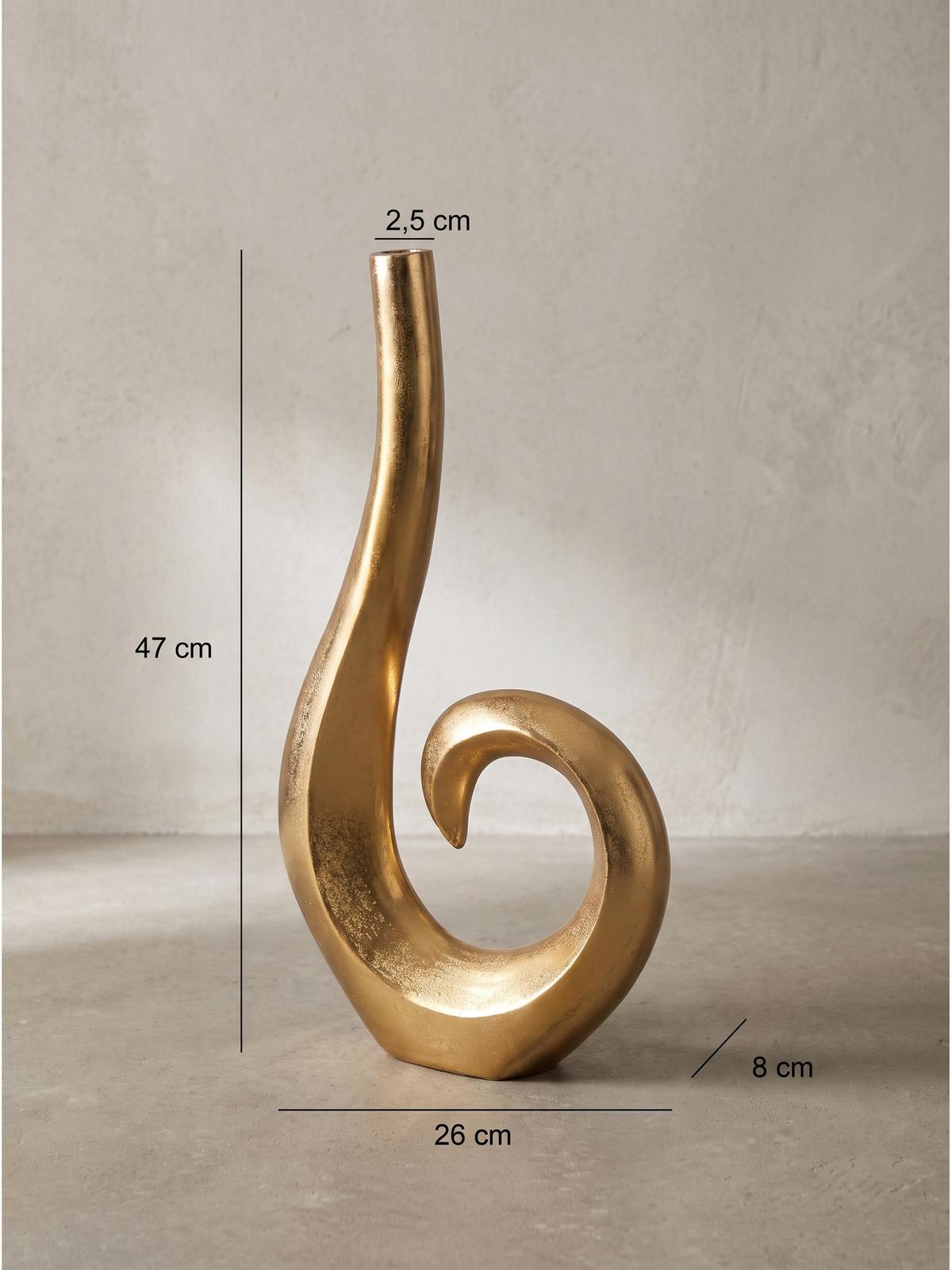 METALLVASE BAVENO, Aluminium, handgefertigt, Gold, 26 x 8 x 47 cm - Goldfarben, Metall (47cm) - KADIMA DESIGN