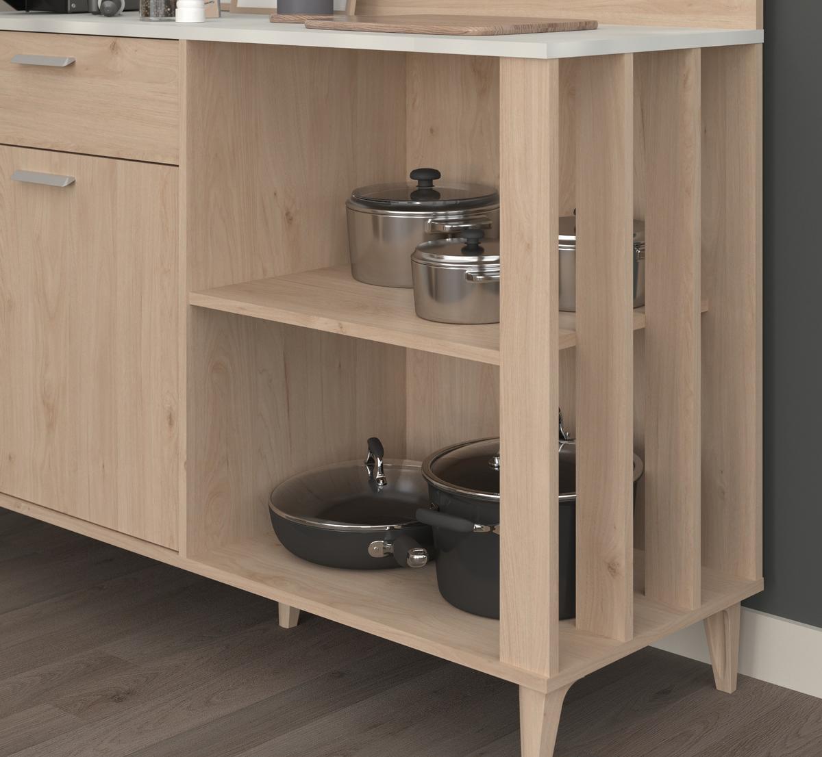 BUFFET Eiche, grau Set 2-tlg. Buffetschrank und Anrichte - Eichefarben/Grau, Holzwerkstoff (120/185/41cm) - Parisot Meuble