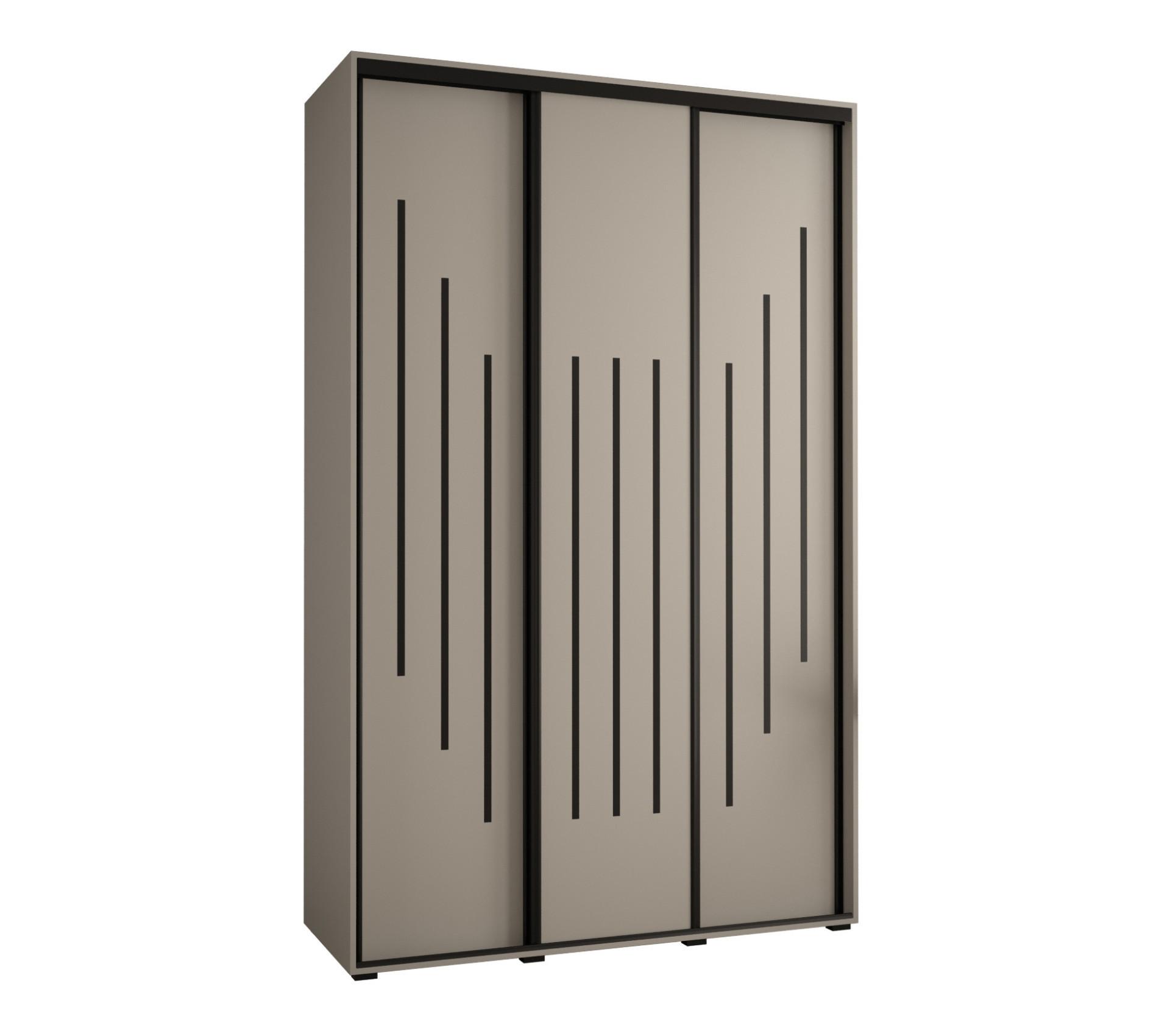 SCHWEBETÜRENSCHRANK 235,2/160/45 3-türig - Kaschmir/Schwarz, Holz/Metall (160/235.2/45cm) - MÖBEL KRYSPOL