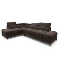 ECKSOFA AVISE MV L-S Braun Velours-Stoff mit Schlaffunktion - Braun, Holzwerkstoff/Textil (268/195cm) - MASSENO