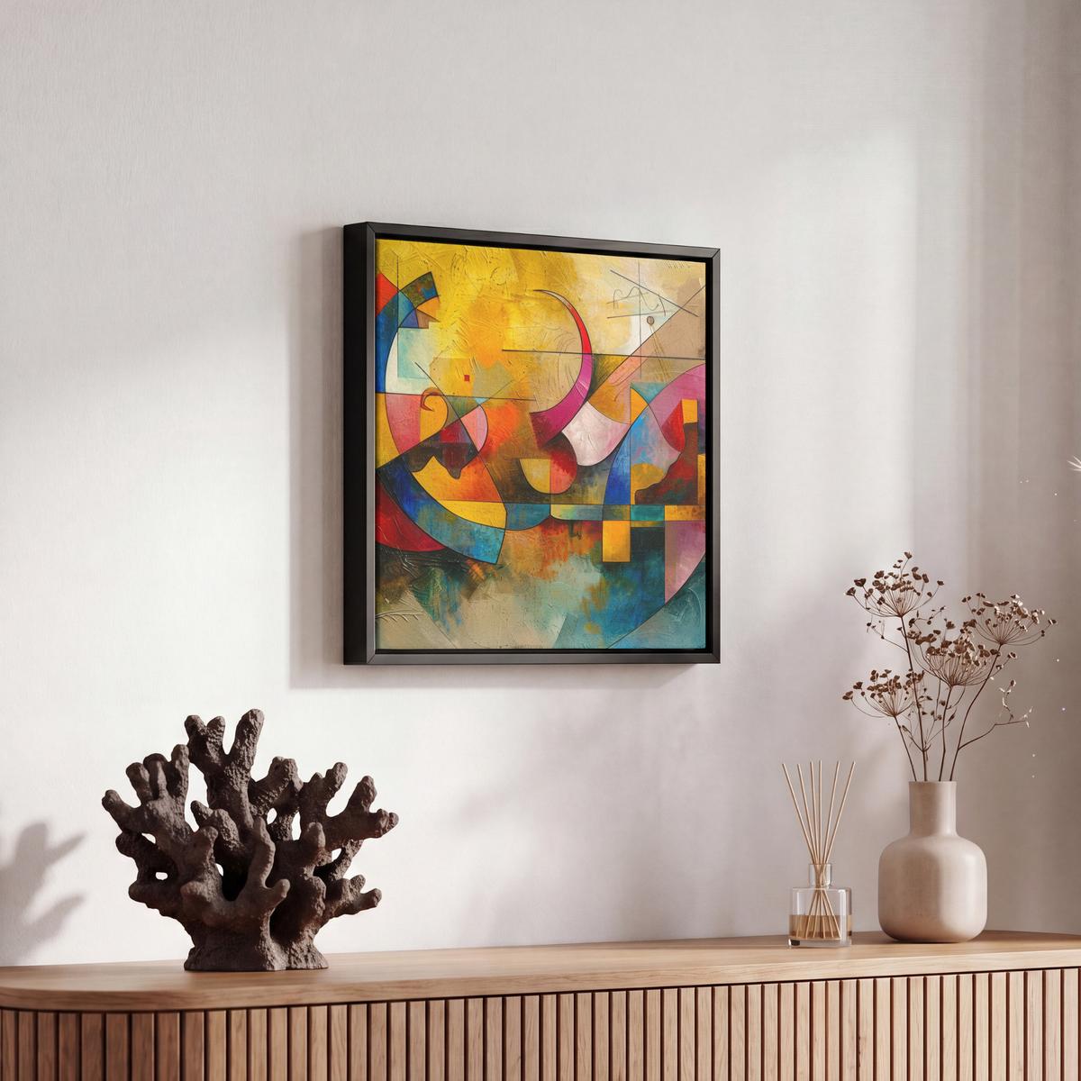 LEINWAND Bilder mit Rahmen - Kunst - Abstrakt - Modern - 20x20 - Gelb, Textil (20/20cm) - MuchoWow