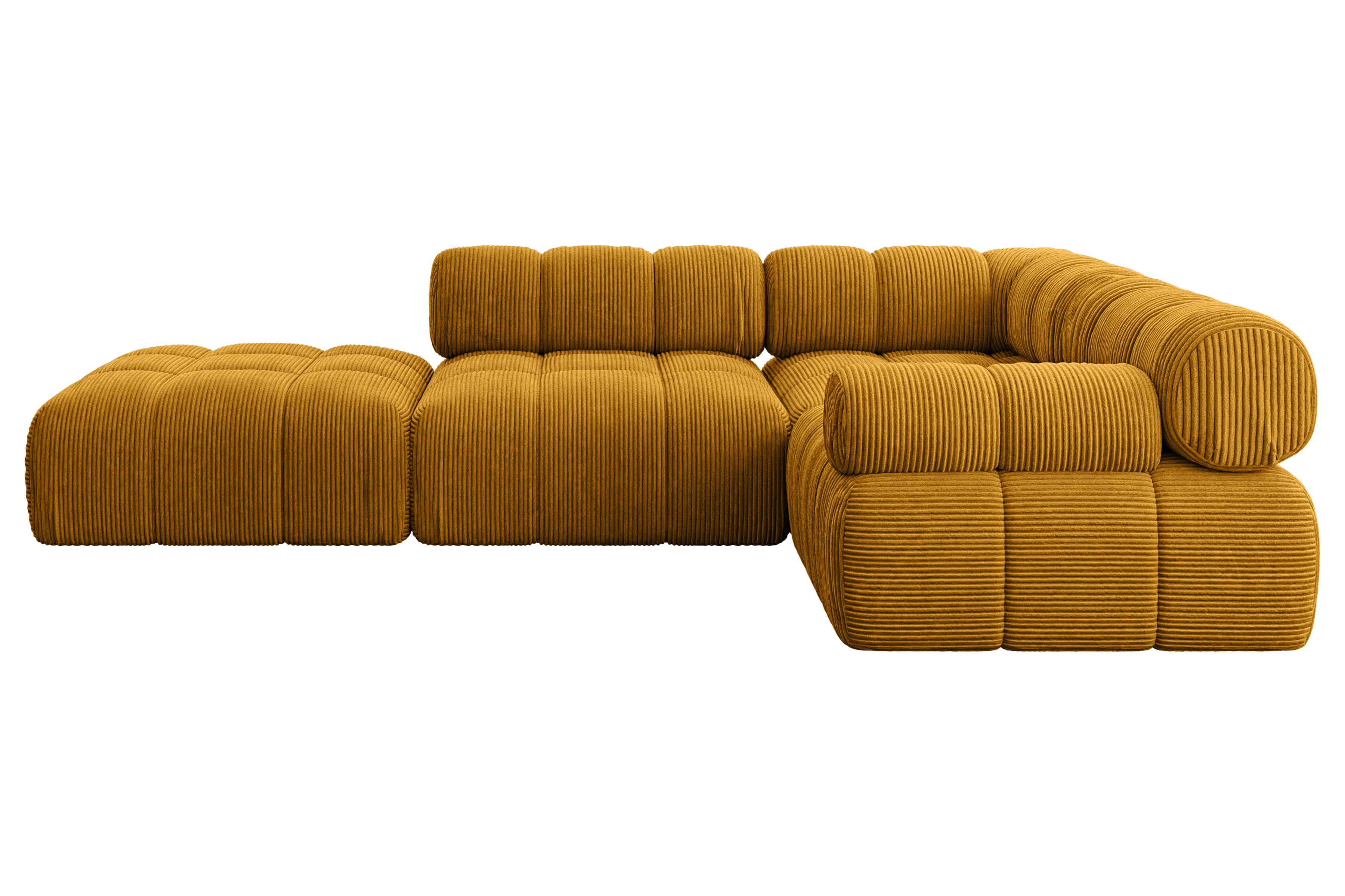ECKSOFA modulares Sofa Felto-L1 - 285x190x70 cm Senfgelb Cord - Currygelb, Holzwerkstoff/Textil (285/190cm) - ALTDECOR