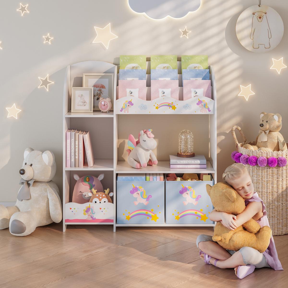KINDERREGAL Lysekil - Lila/Weiß, Holzwerkstoff (93/100/30cm) - [en.casa]