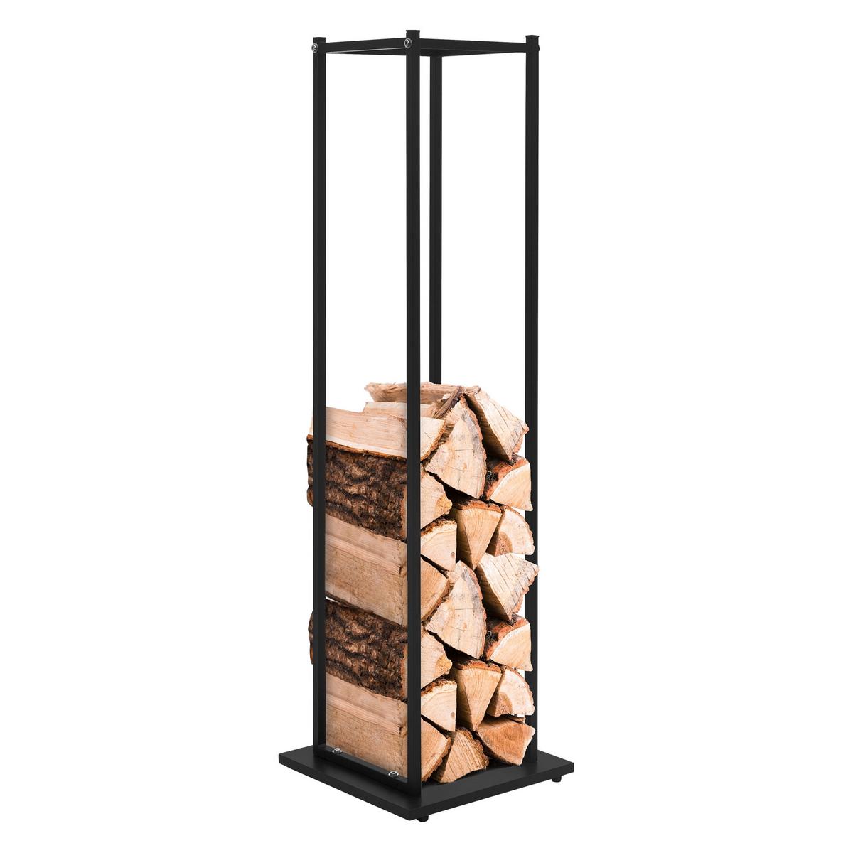 KAMINHOLZREGAL - Schwarz, Metall (33/115/33cm) - ML-DESIGN