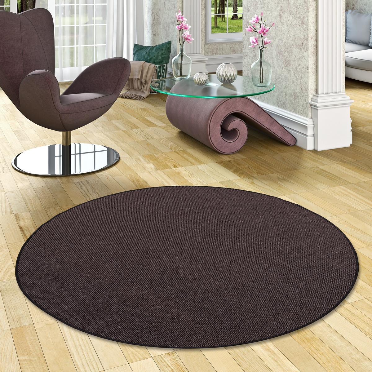 SISAL NATUR TEPPICH RUND - Schwarz, Textil (100/100cm) - Snapstyle