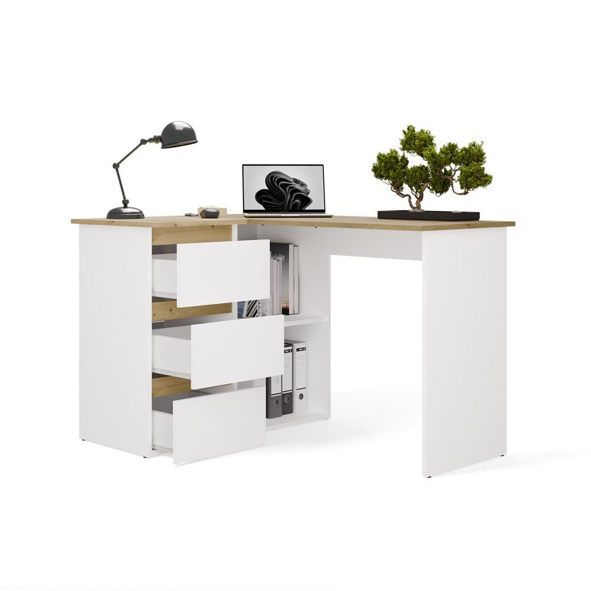 SCHREIBTISCH Weiß, Artisan Eiche 120/75/49 - Weiß/Eiche Artisan, Holzwerkstoff (90/50/75cm) - RAUMHIRSCH FURNITURE