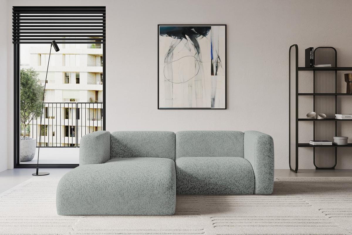ECKSOFA Ottomane Links MIRA-L1 227x179x89 Grün Velours - Schwarz/Hellgrün, Holzwerkstoff/Kunststoff (227/179cm) - ALTDECOR