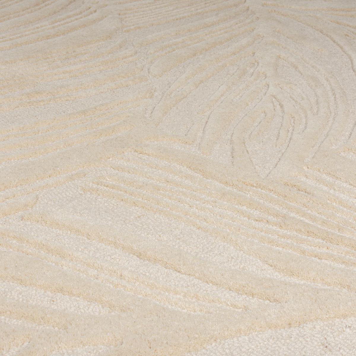 WOLLTEPPICH LEVEN, floral, Beige, Ø 160 cm - Beige, Textil (160/160cm) - KADIMA DESIGN