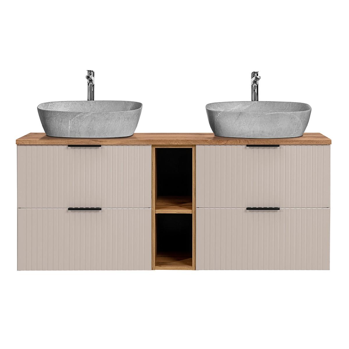 DOPPELWASCHTISCH 140.8cm Adriel Beige - Beige, Holzwerkstoff (140.8/59/46cm) - Petits-meubles