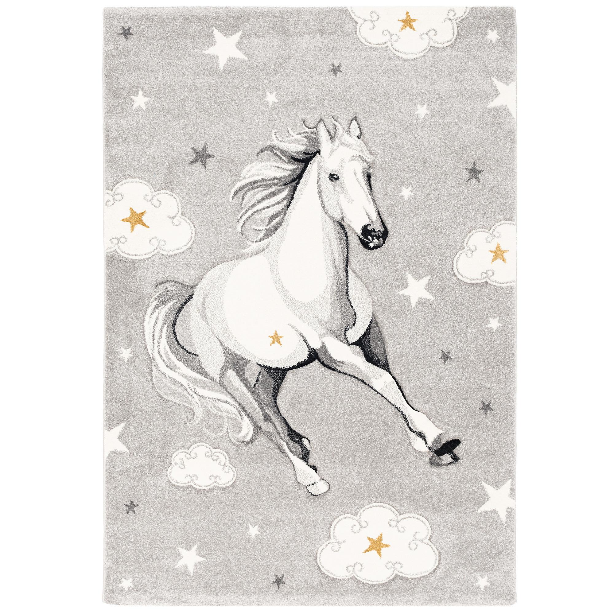 KINDER TEPPICH MAUI KIDS PFERD STERNE - Grau, Textil (160/230cm) - Pergamon