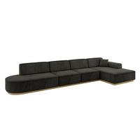 ECKSOFA Ottomane Rechts IREA-L3-v2 - 412x165x80 cm Schwarz - Schwarz, Holzwerkstoff/Textil (412/165cm) - ALTDECOR