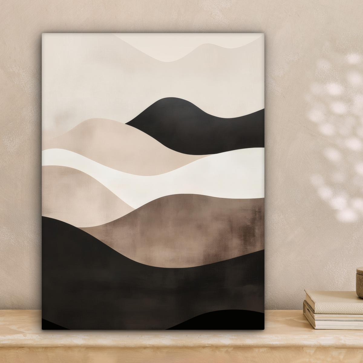 LEINWANDBILD Abstrakt - Landschaft - Wellen - Cremefarben Room Decor 30x40 cm - Cappuccino, Textil (30/40cm) - MuchoWow