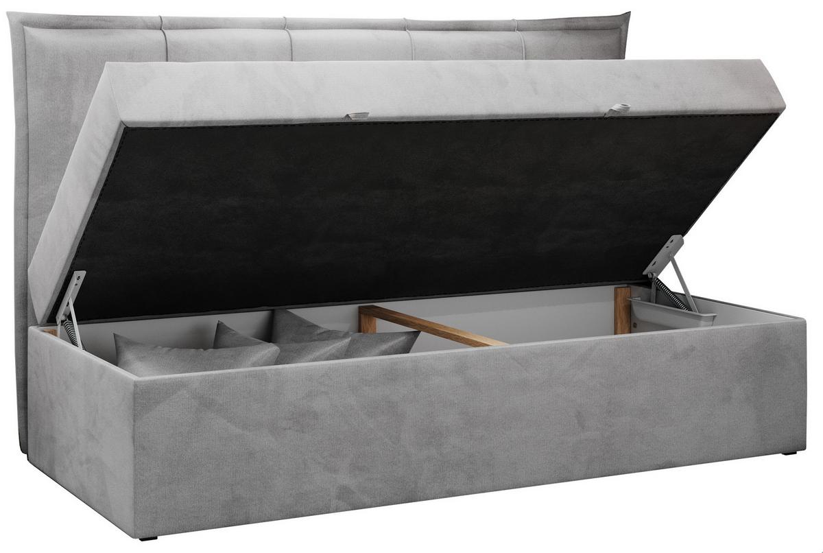 BOXBETT BANCO 90/200 Hellgrau Velvet hydrophob - H3 - Hellgrau, Holz/Textil (90/200cm) - MKS