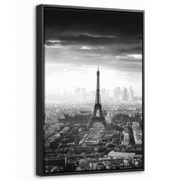 LEINWAND Bilder mit Rahmen - Paris - Skyline - Eiffelturm - Stadt - Wolken - 40x60 - Dunkelgrau, Textil (40/60cm) - MuchoWow