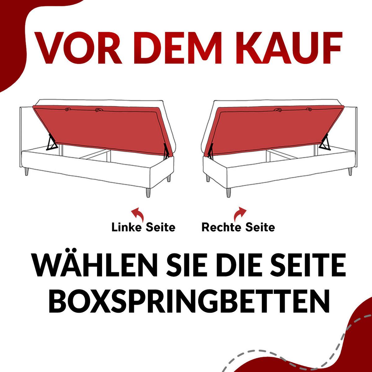 BOXBETT ALDA 90/200 Beige Velvet - H3 - Links Seite - Beige, Holz/Textil (90/200cm) - MKS