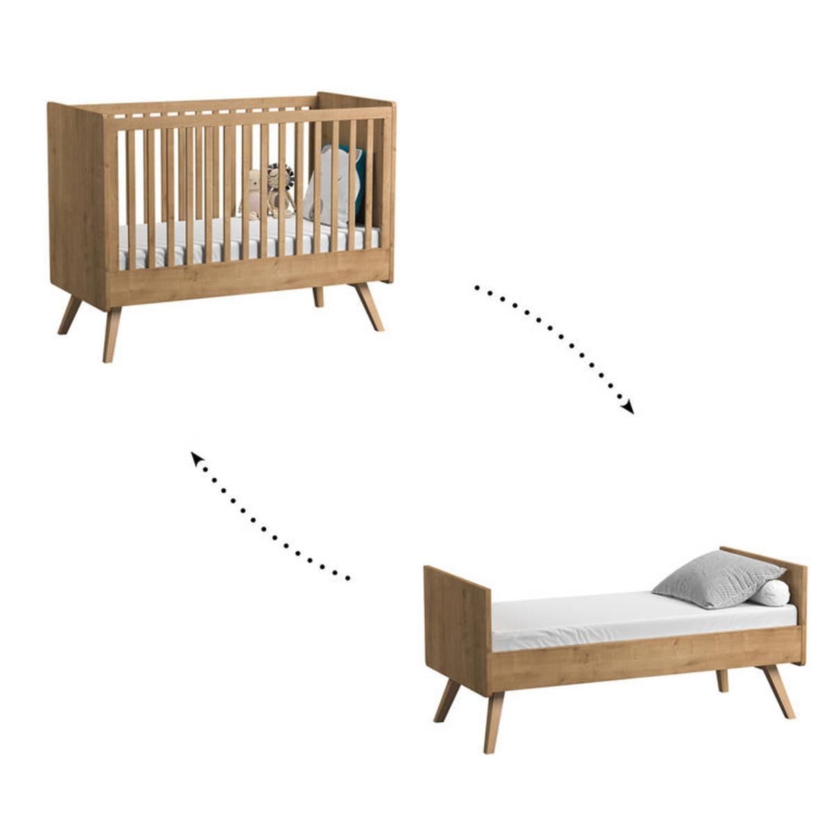 BABYZIMMER 3-teilig Eiche und Weiß - Weiß, Holzwerkstoff (145/103/75cm) - Petits-meubles