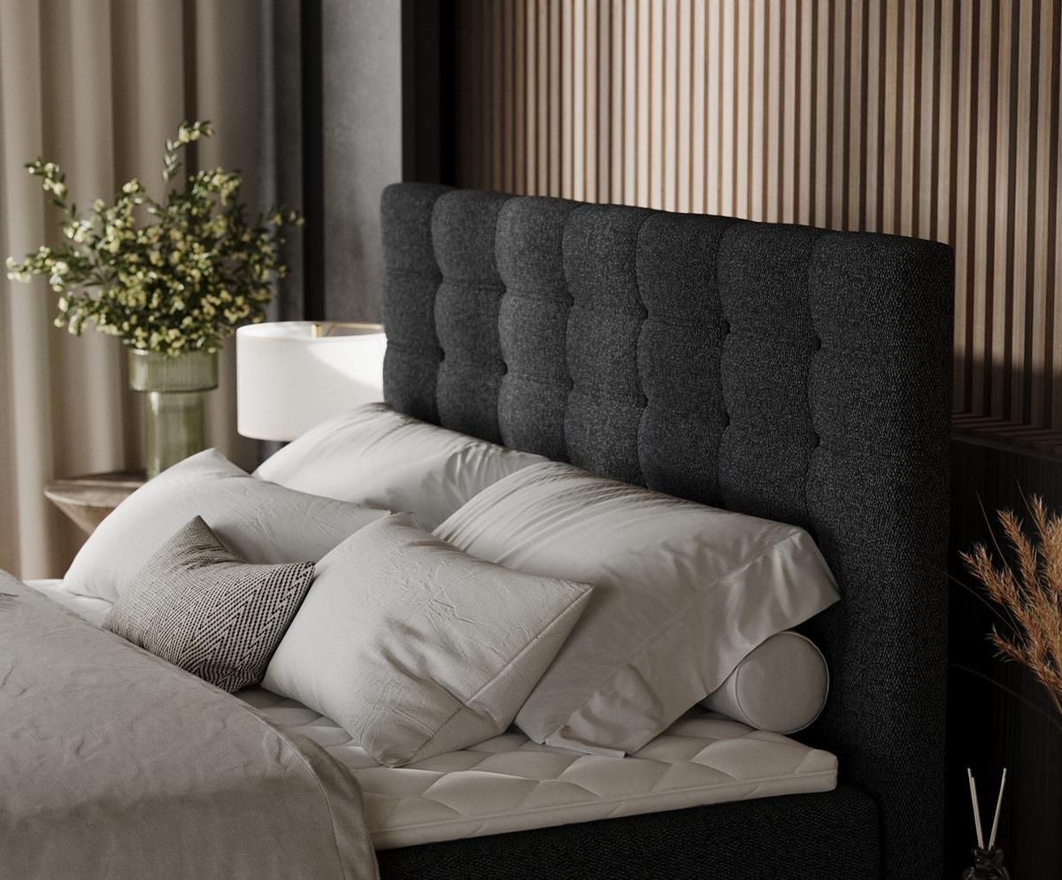 BOXBETT Niro 140/200 cm Anthrazit im Riva Stoff - Anthrazit/Schwarz, Holz/Holzwerkstoff (140/200cm) - AltaBeds