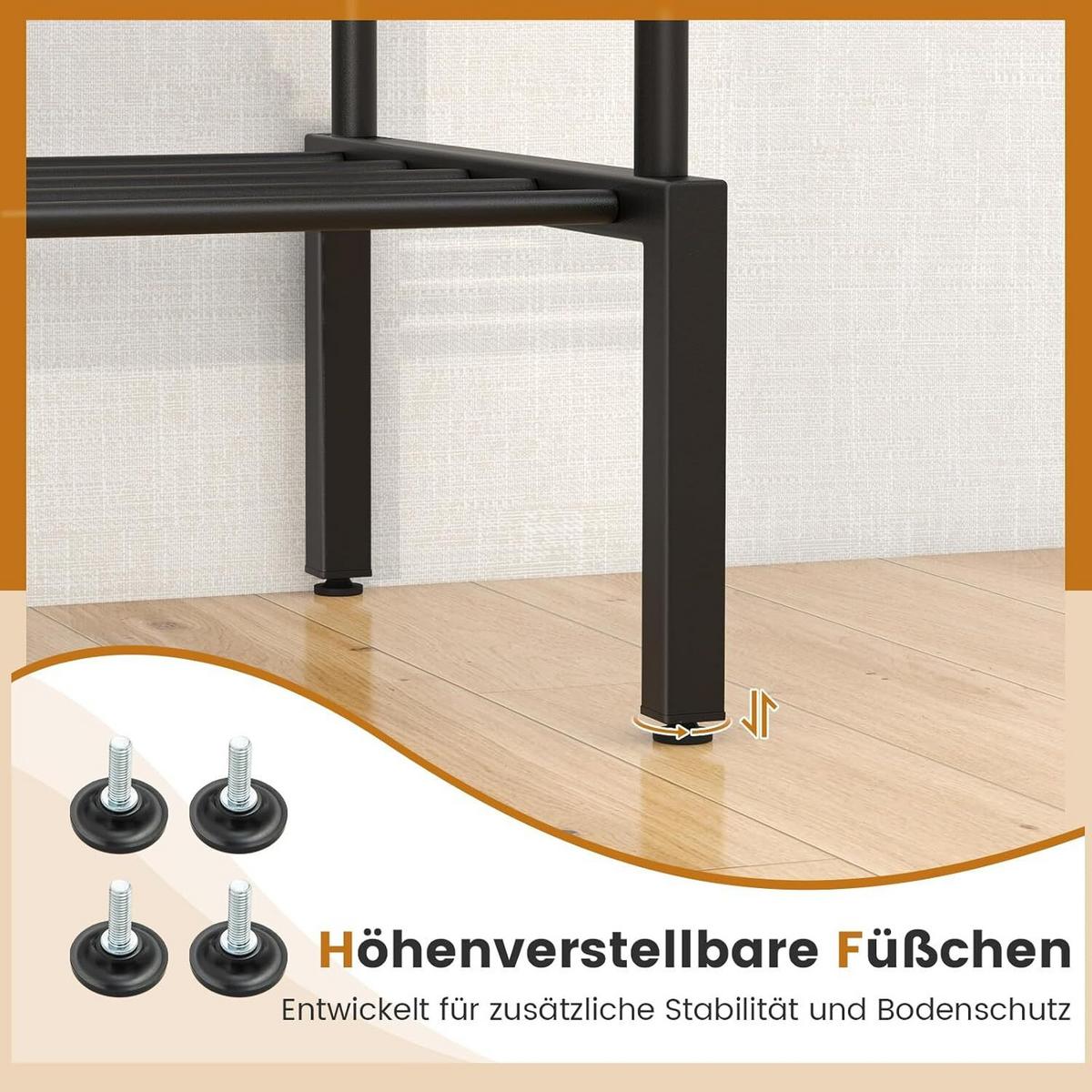 KLEIDERSTÄNDER 125cm Schwarz - Schwarz, Metall (108/125/50cm) - COSTWAY