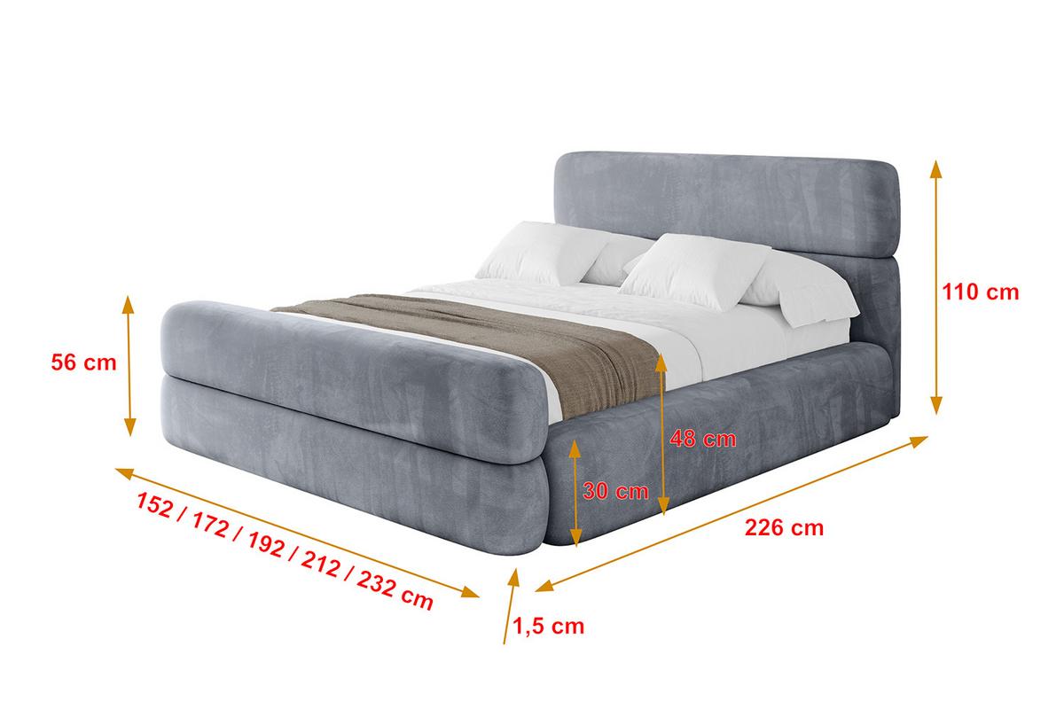 POLSTERBETT mit Bettkasten, Fußteil und Lattenrost, Boxbett ohne Matratze - ENORA-Z 180x200 Grau - Grau, Holzwerkstoff/Textil (180/200cm) - ALTDECOR