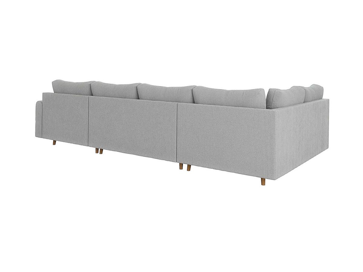 WOHNLANDSCHAFT Alma Hellgrau Cord - Ottomane rechts - Hellgrau/Braun, Holz/Textil (310/81/161cm) - S-Style Möbel