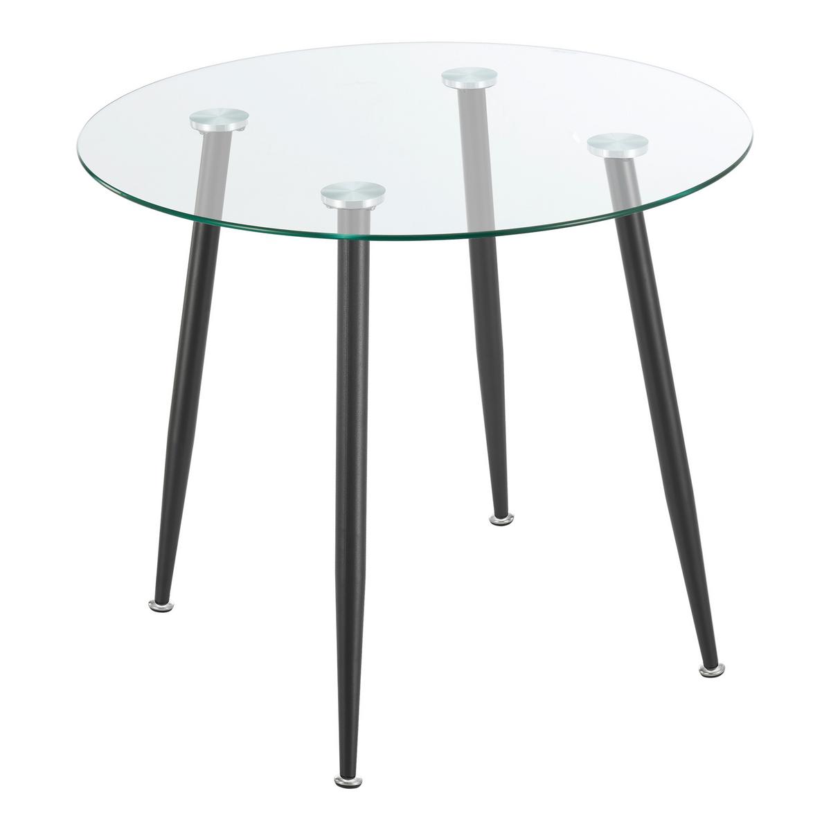 ESSTISCH Humppila - Transparent/Schwarz, Glas/Metall (87/87/75cm) - [en.casa]