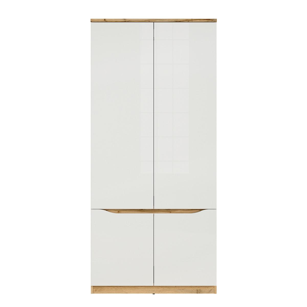 SCHRANK 2 Türen June Weiß und Holz - Weiß, Holzwerkstoff (90/198/58cm) - Petits-meubles