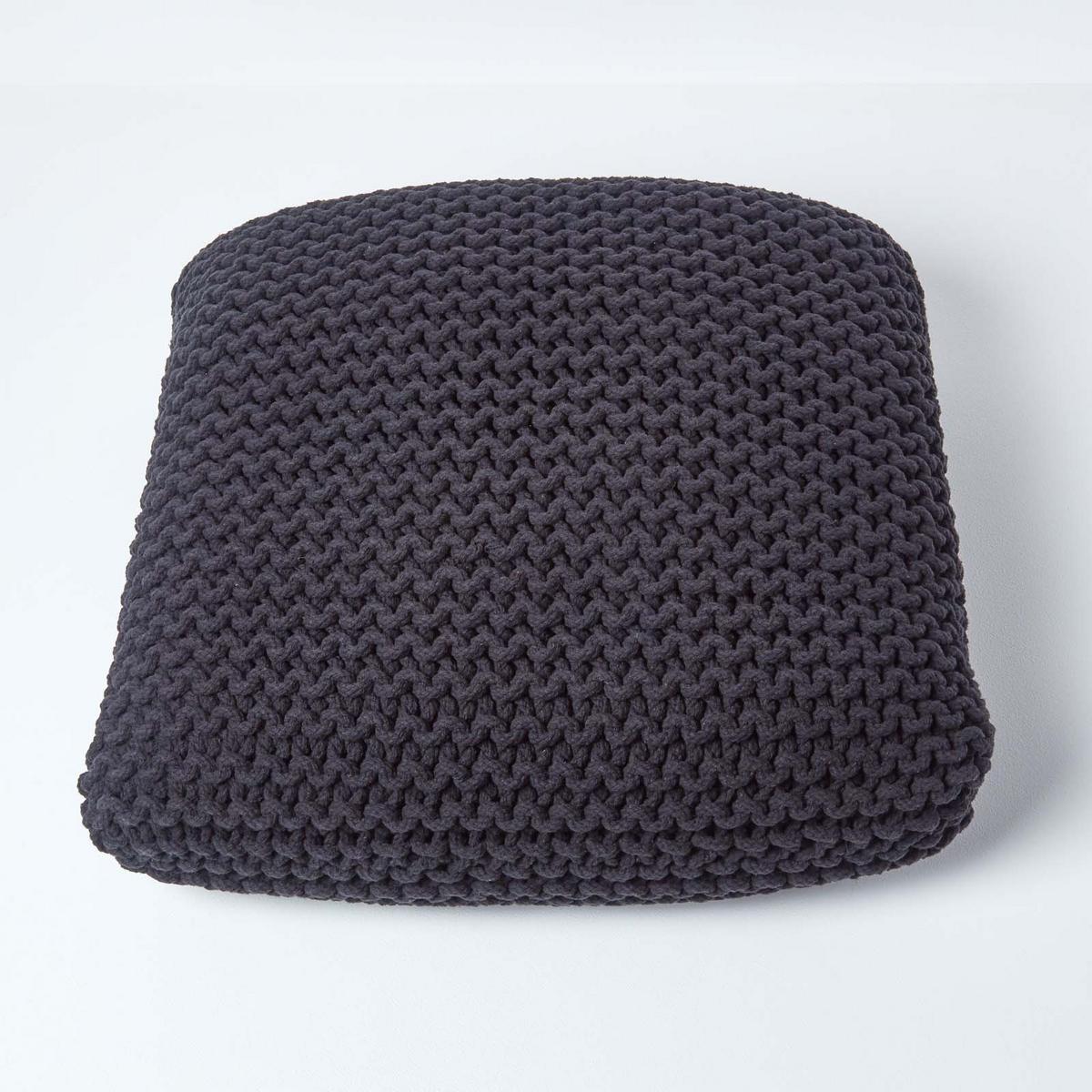 STRICK-POUF schwarz, Bodenkissen 70/70/20 cm - Schwarz, Textil (70/20/70cm) - Homescapes