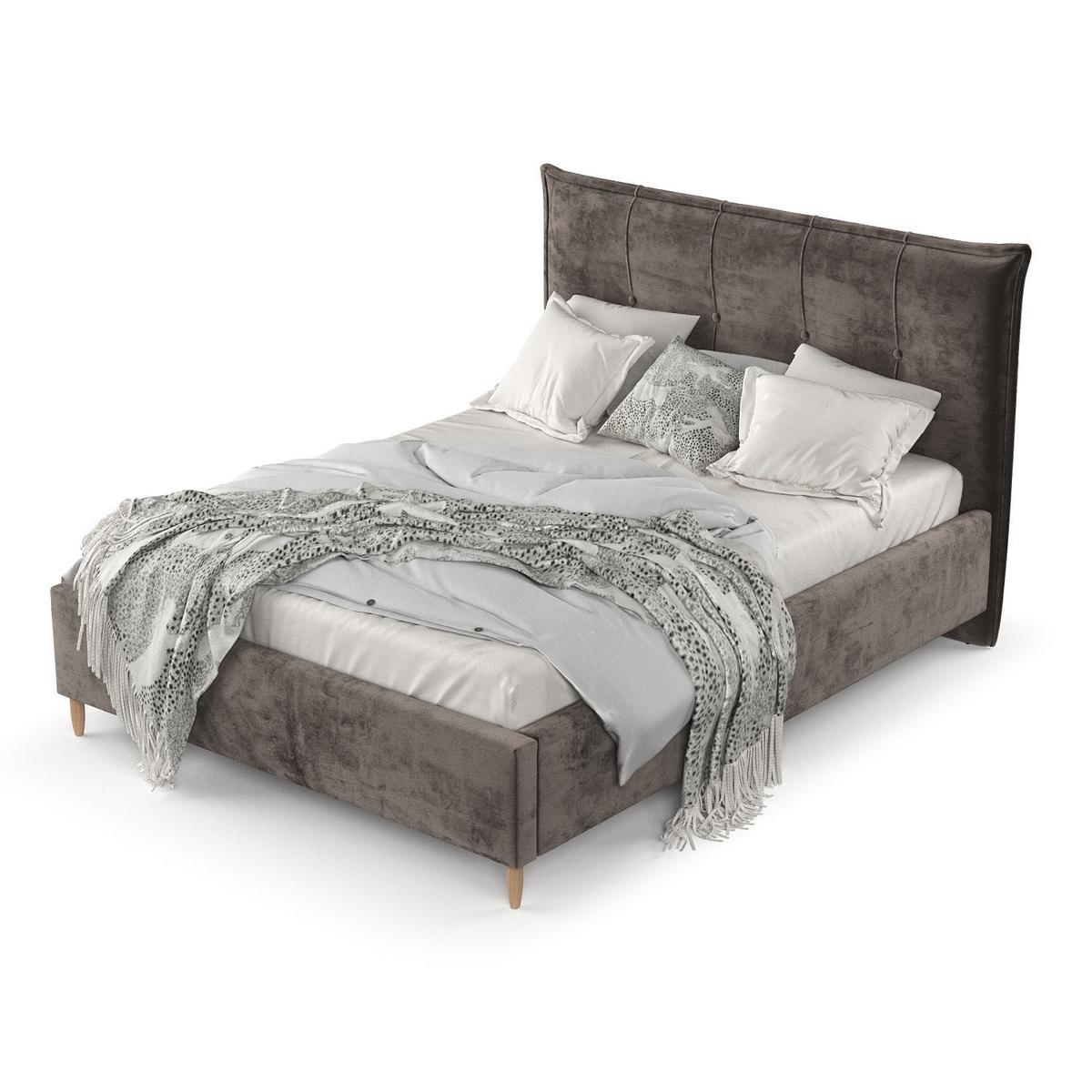 POLSTERBETT Plaza 140/200 cm Braun im Lotta Stoff - Naturfarben/Braun, Holz/Holzwerkstoff (140/200cm) - AltaBeds