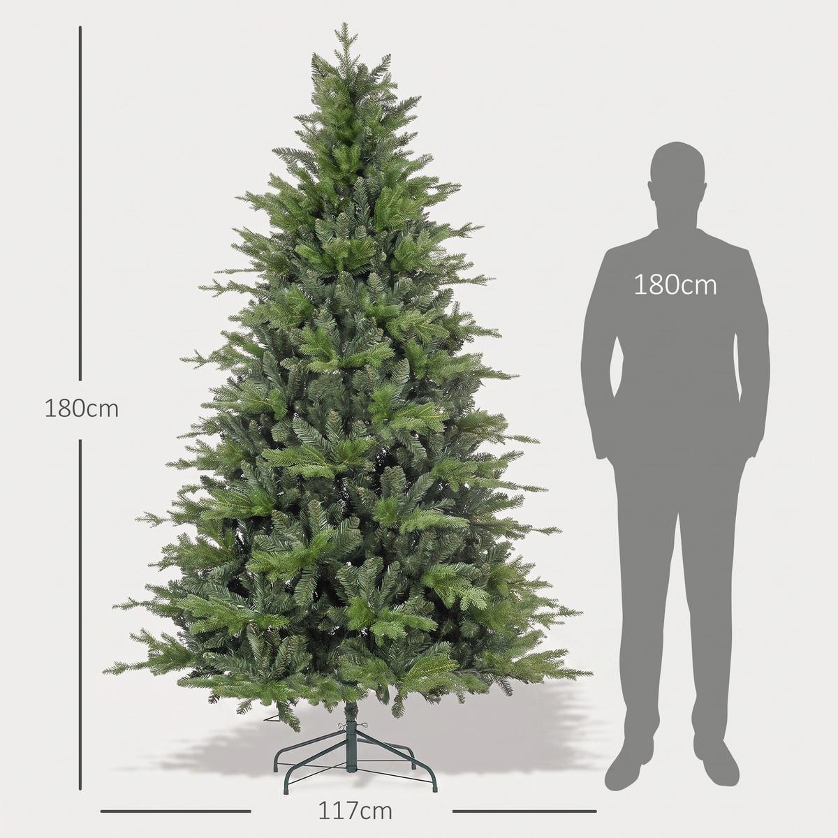 KÜNSTLICHER-WEIHNACHTSBAUM Kunststoff Metall Grün - Grün, Kunststoff (210cm) - HOMCOM