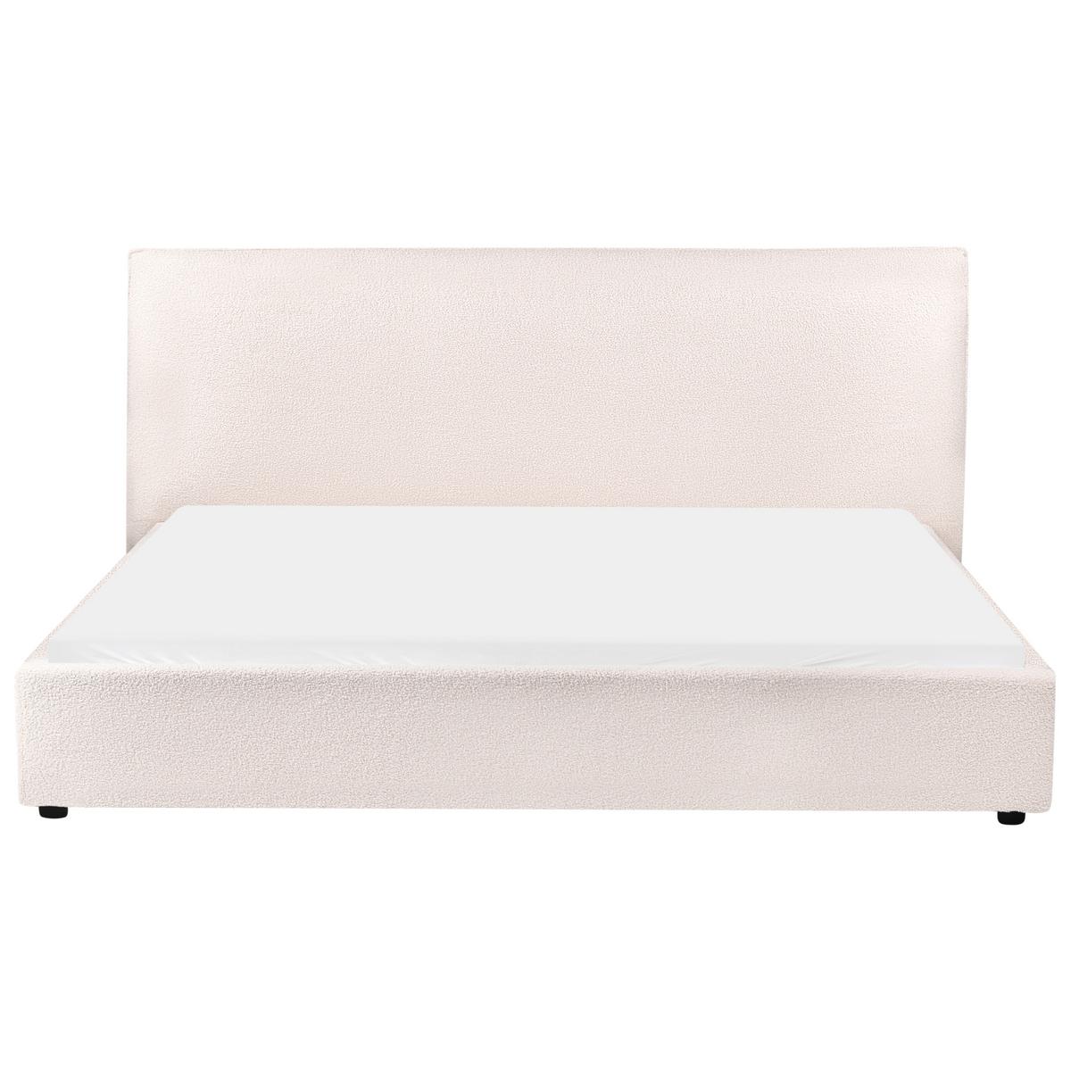 BETT mit Lattenrost 180/200 cm Bouclé Cremeweiß Lavaur - Creme, Textil (180/200cm) - Beliani
