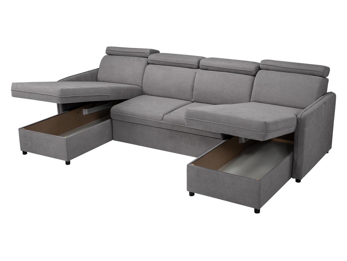 WOHNLANDSCHAFT Barcelo U - Schwarz, Holz/Textil (284/84/166cm) - MIRJAN24